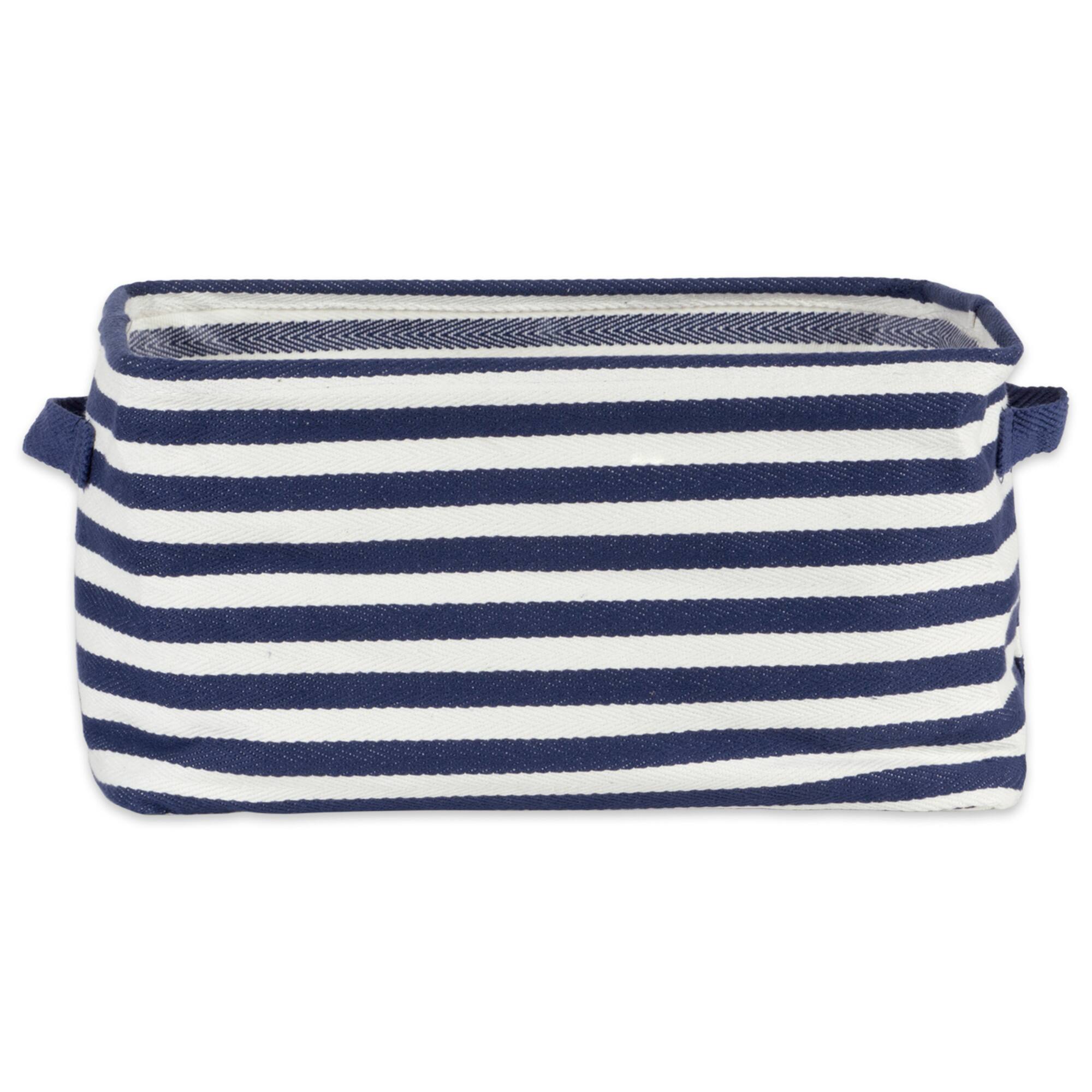 DII® French Blue & White Herringbone Striped PE-Coated Cotton Laundry Bins